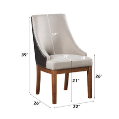 Pinnacle Fabric, Brown Synthetic Leather & Brown Finish Side Chair ( Set of 2)