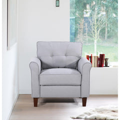 Light Grey Accent Chair, Arm Chair, Upholstered Single Sofa Chair for Living Room Bedroom