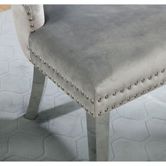Contemporary Gray Flannelette 2pcs Side Chairs Button-Tufted Upholstered Dining Chairs Wingback Design Furniture Set