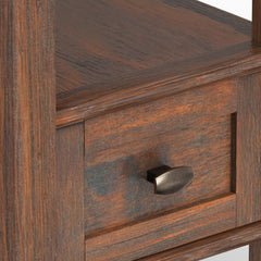 Warm Shaker Solid Wood 14 inch Wide Transitional Narrow Side Table in Distressed Charcoal Brown