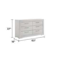 Galaxy Modern Style 6- Drawer Dresser Made with Wood in White