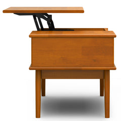 Galaxy 48 inch Wide Solid Wood Lift Top Coffee Table in Teak Brown