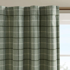 Cassandra Rod Pocket and Back Tab Curtain Panel with Fleece Lining Green 50x84"