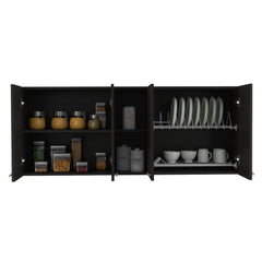 Wall Cabinet Ontario, Double Door, Black Wengue Finish
