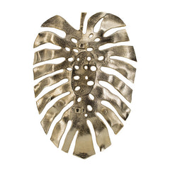 Mirage 25 Inch Metal Wall Hanging Decor, Monstera Leaf, Bright Gold Finish