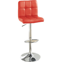 Red Faux Leather Bar Stool Counter Height Chairs Set of 2 Adjustable Height w Gas lift Kitchen Island Stools Modern