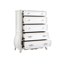 Sun Modern Style 5-Drawer Chest Made with Wood in Pearl White