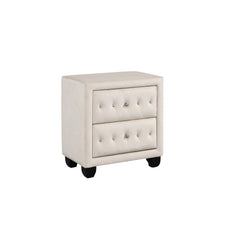 Story Modern Style Crystal Tufted 2-Drawer Nightstand Upholstered with Velvet Fabric Made with Wood in Cream