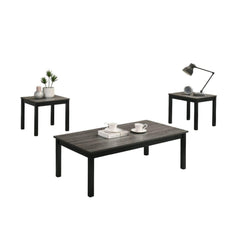 Gray Finish Contemporary Style 3pc Table Set 1x Coffee Table 2x End Table Faux Marble Top Wooden Legs Primary Living Room