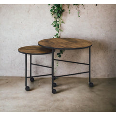 Paradise Vintage Oak Finish Nesting Table Set