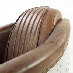 Poseidon Retro Brown Grain Leather & Aluminum Chair
