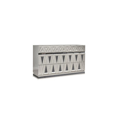 Vista Modern & Contemporary Style 6- Drawer Dresser Made with Wood and Gold Accents in River Sand Grey