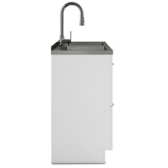 Modern Wide Shaker - 46" Laundry Cabinet with Faucet and Stainless Steel Sink - White