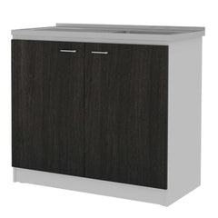 2 Piece Kitchen Set, Olimpo 150 Wall Cabinet  + Salento Utility Sink With Cabinet, Black / White