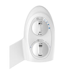 Utopia bidet two silver color knob handles dual nozzle spray guard shield front feminine and rear wash white
