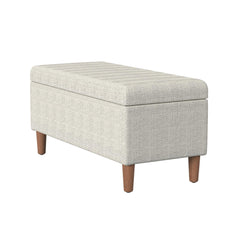 Melody Accent Storage Bench, Cream Chevron Woven Fabric, Brown, 36 Inch