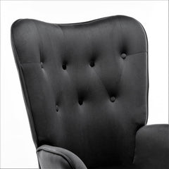 Mid-Century Modern Wingback Accent Chair, Button-Tufted Polyester Fabric Armchair with Solid Wood Splayed Legs for Living Room Bedroom Home Office
