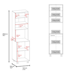 Waltz Kitchen Pantry Cabinet With Two Doors, Open Middle Shelf And Upper Storage, White
