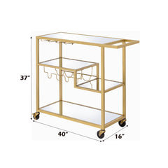 Odysseus Mirrored & Champagne Finish Serving Cart