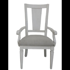 Sanctuary Light Gray Linen & Weathered White Finish Arm Chair (Set of 2)