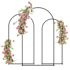 Metal Arch Backdrop Stand Set of 3, 7/6.5/6 ft Wedding Arch Frame, Balloon Backdrop Arch Stand Set for Birthday Party, Bridal Shower, Graduation, Ceremony, Banquet Decorations, Black