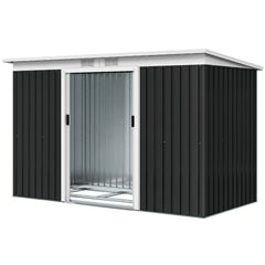 9' x 4' Metal Outdoor Storage Shed, Tool House with Double Lockable Doors for Backyard, Patio, Lawn, Garage, Dark Gray