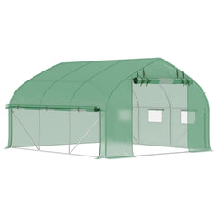 11.5' x 10' x 6.5' Walk-in Tunnel Greenhouse, Green House with Zippered Mesh Door, 7 Mesh Windows & Roll-up Sidewalls, Upgraded Gardening Plant Hot House with Galvanized Steel Hoops, Green