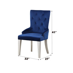 Infinity Blue Fabric & Antique Platinum Finish Side Chair