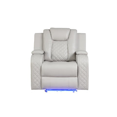 WALTZ LED & Power Recliner Chair Made With Faux Leather in Ice