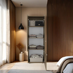 Celestia 66.9" H, 3 Doors, 3 Shelves, Natural Oak / White - Bedroom
