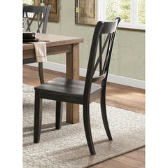 Eternity Black Finish Side Chairs Set of 2 Pine Veneer Transitional Double-X Back Design Dining Room Furniture
