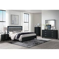 AURA BLACK QUEEN BED WITH LED