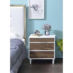 Atlas White & Weathered Oak Finish Accent Table