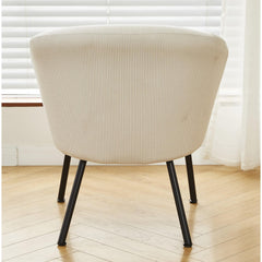 Corduroy Accent Chair with Black Metal Legs, Modern Upholstered Armchair, Comfy Barrel Chair for Living Room Bedroom