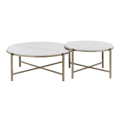 Olympus Marble Top & Nickel Finish Nesting Table Set