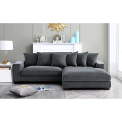 Odysseus Oversized Two-Piece Right Facing Sectional Couches for Living Room, 102.4-Inch L Shaped Sofa with Chaise, Upholstered with Corduroy Fabric, Dark Grey