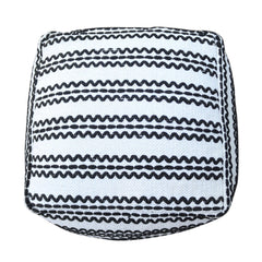 Hephaestus Handcrafted Fabric Pouf, Natural with Black