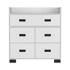 Melody Dresser, Four Legs, Four Drawers, One Double Drawer, Superior Top -White