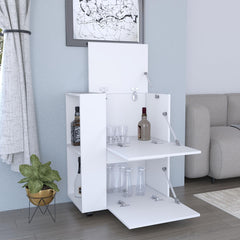 Aegisthus Bar Cart Two Pull-Down Door Cabinets and Two Open Shelves