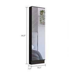 Clytemnestra Xl Shoe Rack, Mirror, Five Interior Shelves, Single Door Cabinet -Black