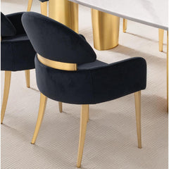 Contemporary Style 2pc Arms Chairs Stainless steel Gold Matte Finish Dining Room Furniture Black