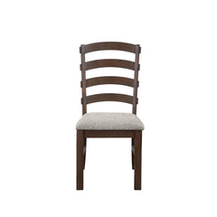Traditional Classic Dining Side Chairs 2pc Set Rustic Brown Finish Padded Seat Cushion Gray Strong Durable Dining Furniture