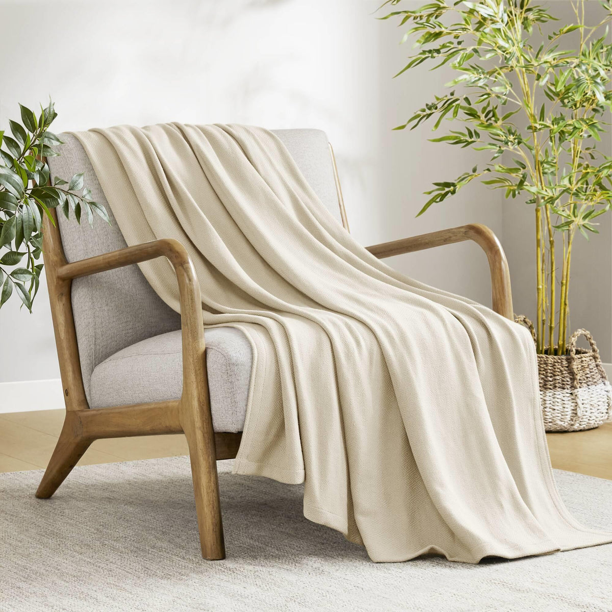 1-Piece Full/Queen Rayon Blanket, Ivory
