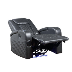 Pluto Dark Gray Leather Aire Power Motion Recliner W/Bluetooth, Wireless Charger & Cupholder