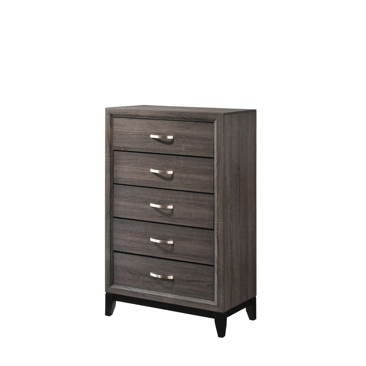 1pc Contemporary 5-Drawer Tall Chest Gray Finish Wooden Bedroom Furniture