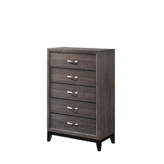 1pc Contemporary 5-Drawer Tall Chest Gray Finish Wooden Bedroom Furniture