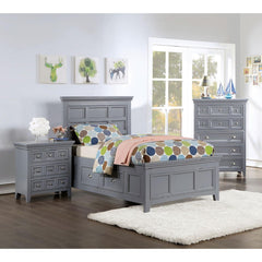 Transitional Style Gray Color Solid wood 1pc Nightstand Only Bedroom Furniture Bedside Table Round Knobs 3-Drawers Nightstand
