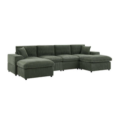Corduroy Upholstered Symmetrical Modular Sectional