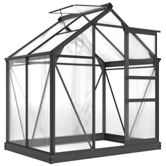 Polycarbonate Greenhouse, Heavy Duty Outdoor Aluminum Walk-in Green House Kit Vent Door, 6.2'x4.3'x6.6' Gray