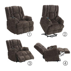 Venus Brown Chenille Power Motion Recliner with Lift, Heating & Massage Function